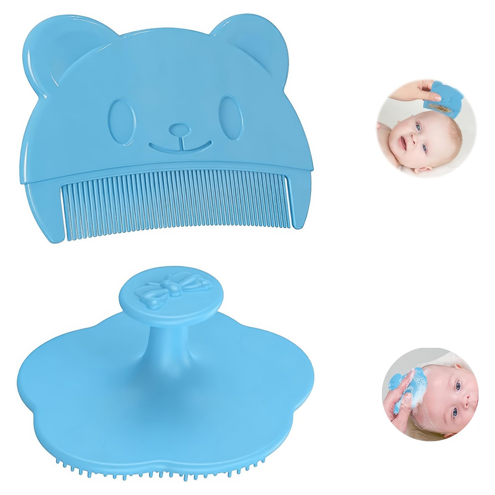 2 Pezzi Pettine Neonato,Pettine Crosta Lattea,Spazzola e Pettine Neonato,Pazzola per Bambini In Silicone Adatto Per Il Massaggio Del Cuoio Capelluto Del Neonato
