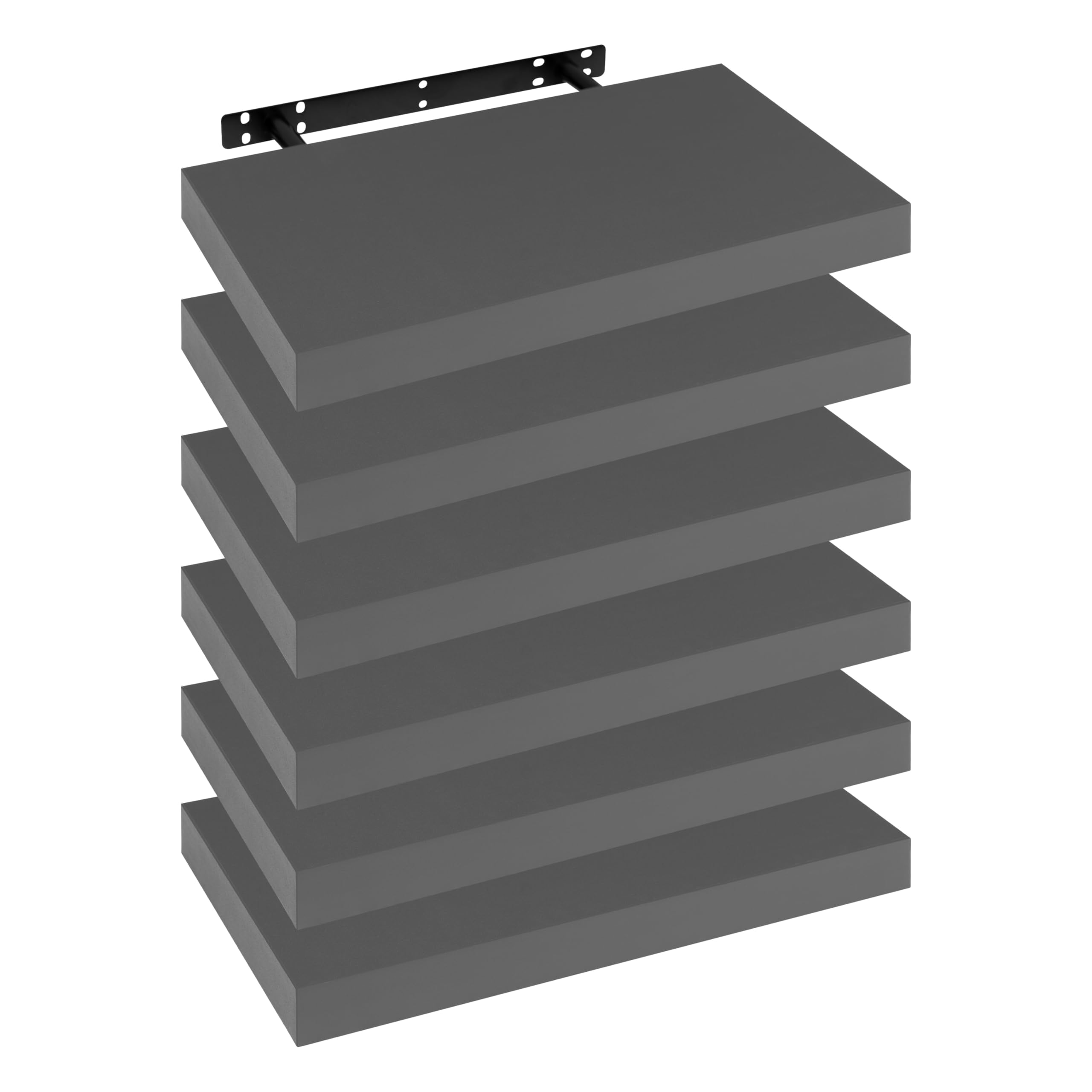 WOLTU 6 Pcs Floating Shelves, 40cm Dark Grey Wall Shelf, Bookshelf