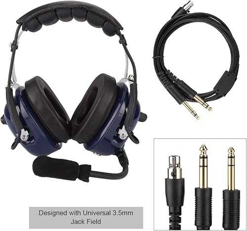 Miniatura 6 de EBTOOLS Auriculares de aviación con reducción de ruido, auriculares piloto general de doble enchufe con entrada de música MP3 de 0.138 in