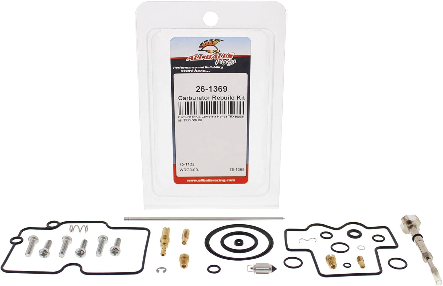All Balls Racing Carburetor Rebuild Kit 26-1369 Compatible With/Replacement For Honda TRX450ER 2006, TRX450R 2006