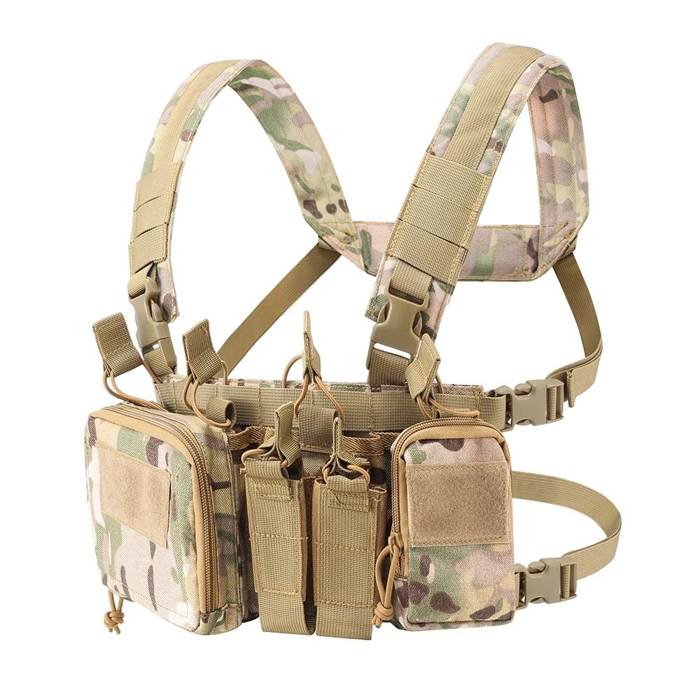 ACEXIER Taktische Weste Military Chest Rig Trägerwesten Airsoft Jagdausrüstung mit Molle Bag 5.56 Magazintasche