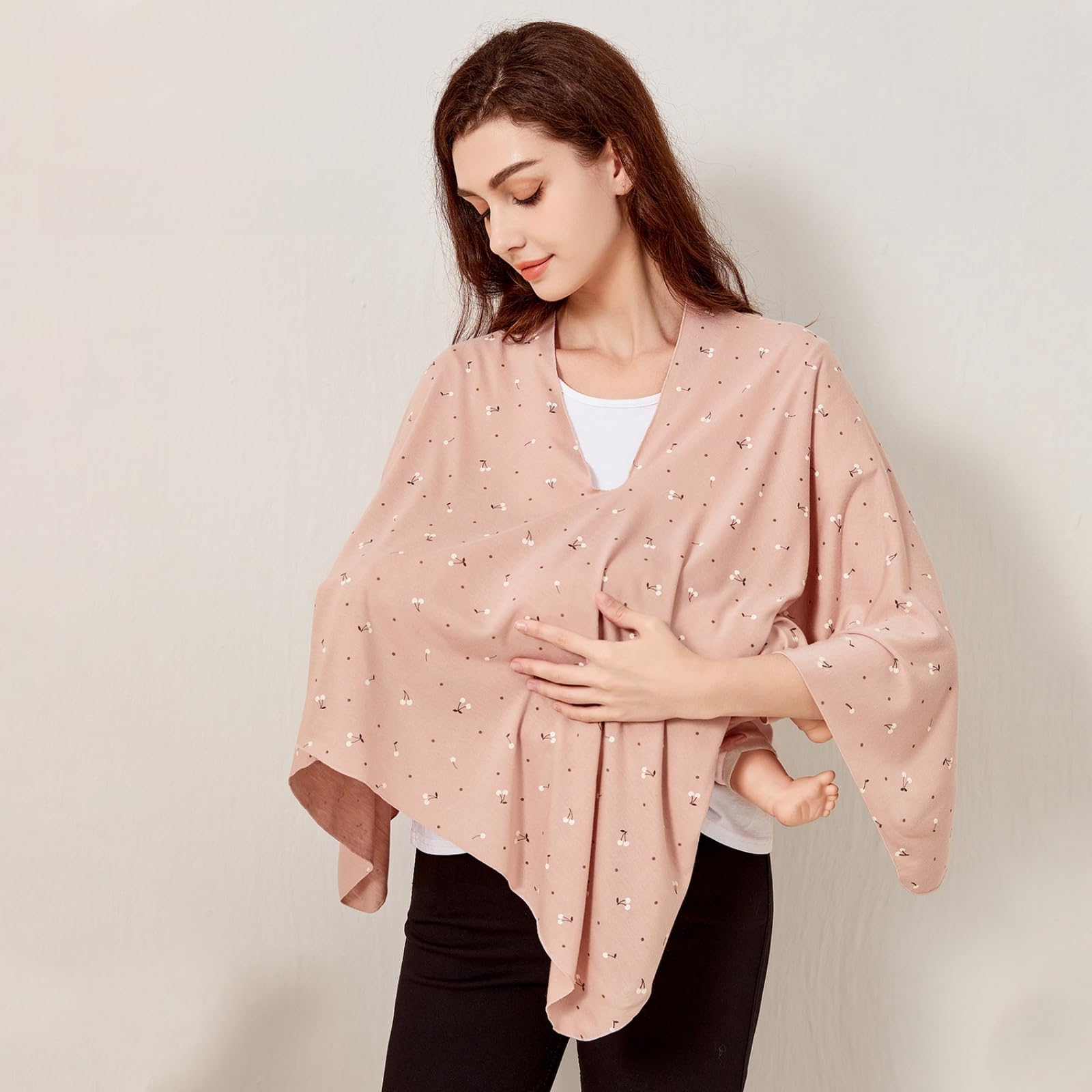 Nursing Privacy Cover for Breastfeeding, Multi-Use Breathable Privacy Apron with Storage Straps, Soft and Skin-Friendly Material, Machine Washable, Portable Nursing Shawl for Moms On-the-Go