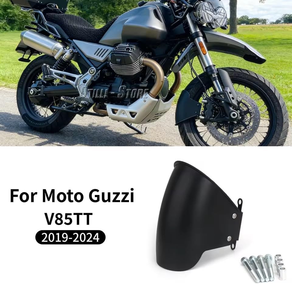 New Motorcycle Black Front Mud Guard Fender Extender ABS Mudguard Extension Hugger for Moto Guzzi V85 TT V85TT V 85 TT 2019-2024