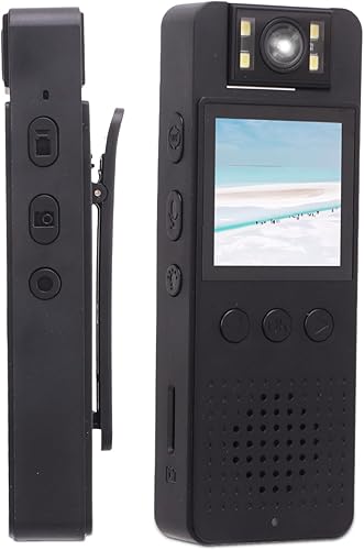 Yoidesu Mini grabadora de video de cámara, cámara pequeña desgastada con lente giratoria de 180 y clip, cámara de seguridad portátil de 1080P para