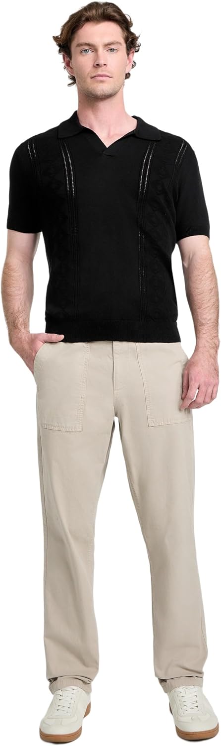 GUESS Mens Short Sleeve Rib Pointelle Bryant Polo - Image 2