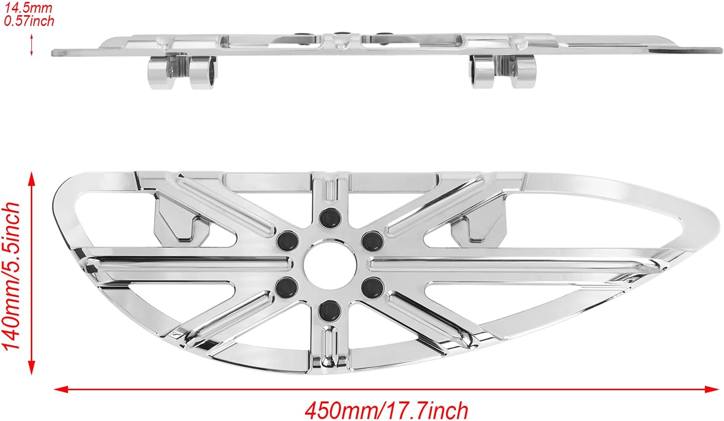 Motorcycle Front Driver Rider Footboards Foot Pegs Fit for Harley Touring Softail Dyna FLD Road Glide Road King Street Glide, Drive Footboards Fit for Harley Touring and Trike 1986-2023 Chrome