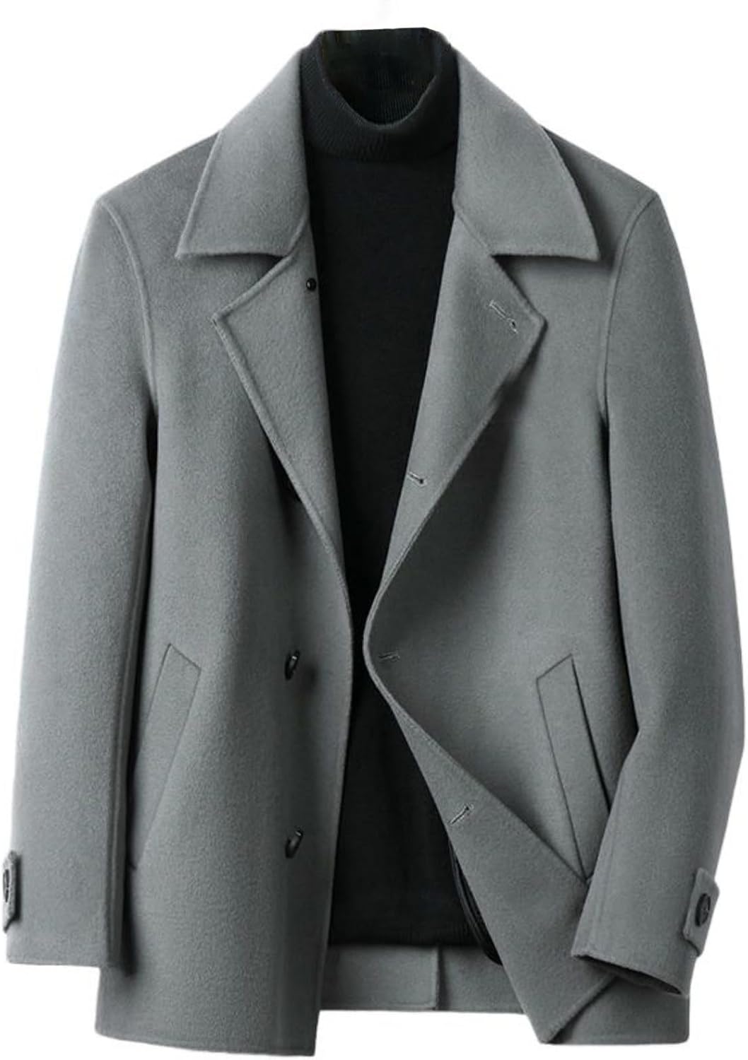 Men’s Autumn Winter Short Slim-fit Double-faced Wool Trench Coat