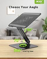 Vista 3 de acer Soporte para Laptop para Escritorio - con Base Giratoria de 360°, Elevador Giratorio para Laptop para Escritorio, Soporte Ajustable
