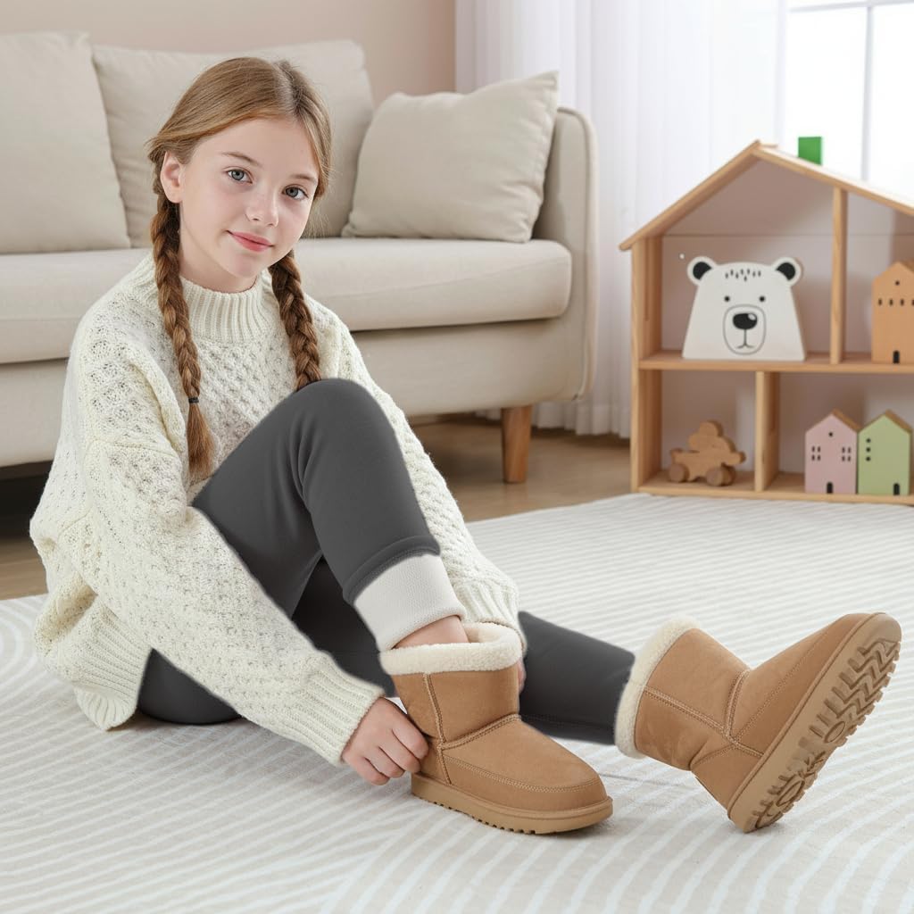 TXJ Sports Girls Fleece Lined Leggings Cotton Warm Leggings Thick Thermal Pants for Girls Winter 5-11 Years - Image 3