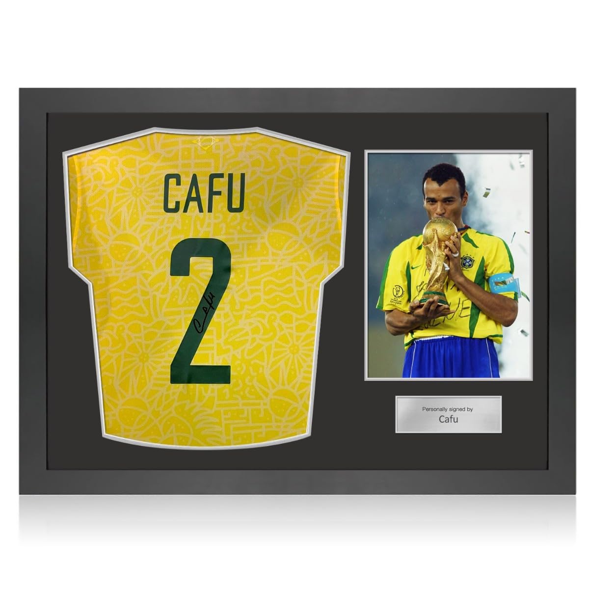 Exclusive MemorabiliaCafu Signed Brazil 2024 Football Shirt. Icon Frame
