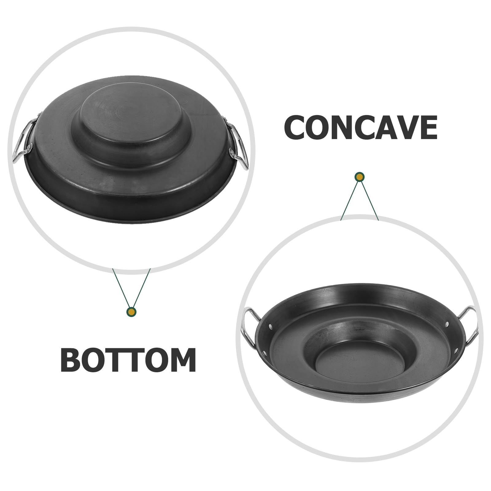 Happyyami Sartén cóncava de acero inoxidable para freír, cocina cóncava para discada, sartén de alta temperatura, resistente, para freir, suministros de cocina para el hogar