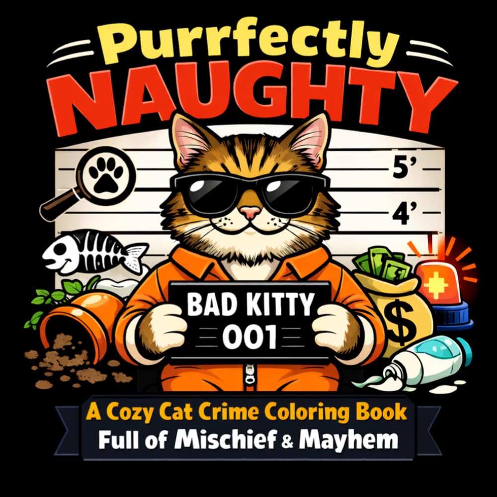 Purrfectly Naughty: A Cozy Cat Crime Coloring Book Full of Mischief & Mayhem (Cozy Crime Critters Coloring Series)