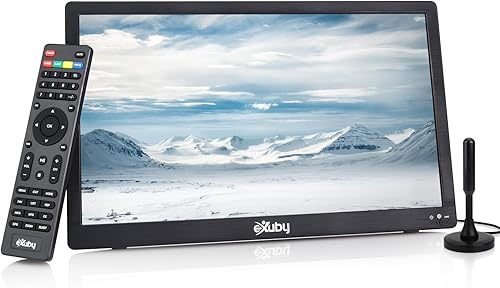 Televisor portátil pequeño de 14 pulgadas para RV, cocina, dormitorio, soporte de TV o montaje en pared, incluye batería integrada y cargador de