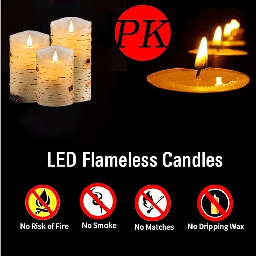 Miniatura 5 de Velas LED sin llama, funciona con pilas, mecha 3D con botón de 10 teclas, control remoto, temporizador de 24 horas, juego de 3 pilares eléctricos