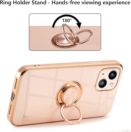 Miniatura 5 de EYZUTAK Caja magnética galvanizada del sostenedor del anillo para el iPhone 15, 360 grados con la rotación del metal anti-gota del anillo del dedo