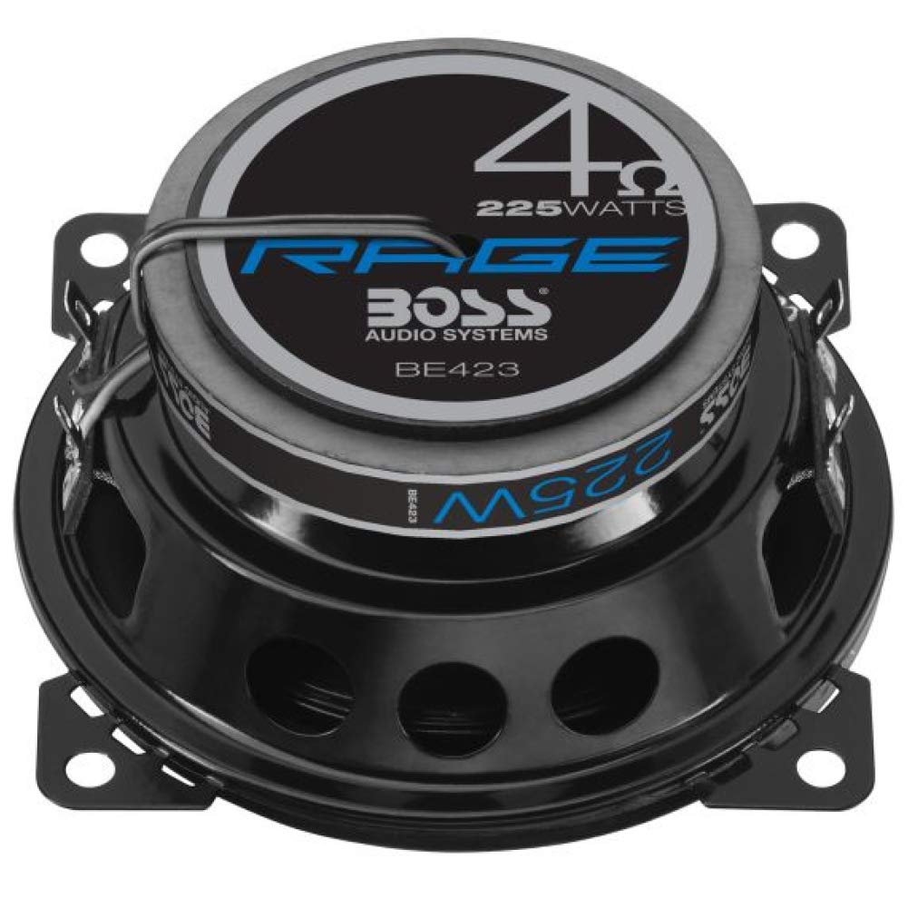 2 Altavoces Compatible con Boss Audio Systems BE423 BE 423 coaxial de 3 vías 10,00 cm 100 mm 4" de diámetro 112 vatios rms y 225 vatios máx 4 ohmios 90 db con led Azul y suspensión de Goma, por par
