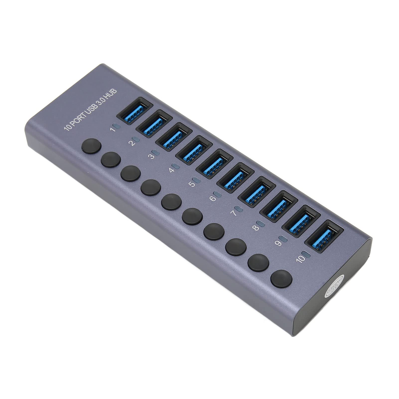 Concentrador USB 3.0 con Alimentación, Concentrador USB de 10 Puertos y 60 W con Interruptores de Alimentación Individuales, Adaptador de Alimentación de 60 W, 12 V, 5 A, (Enchufe de la UE)