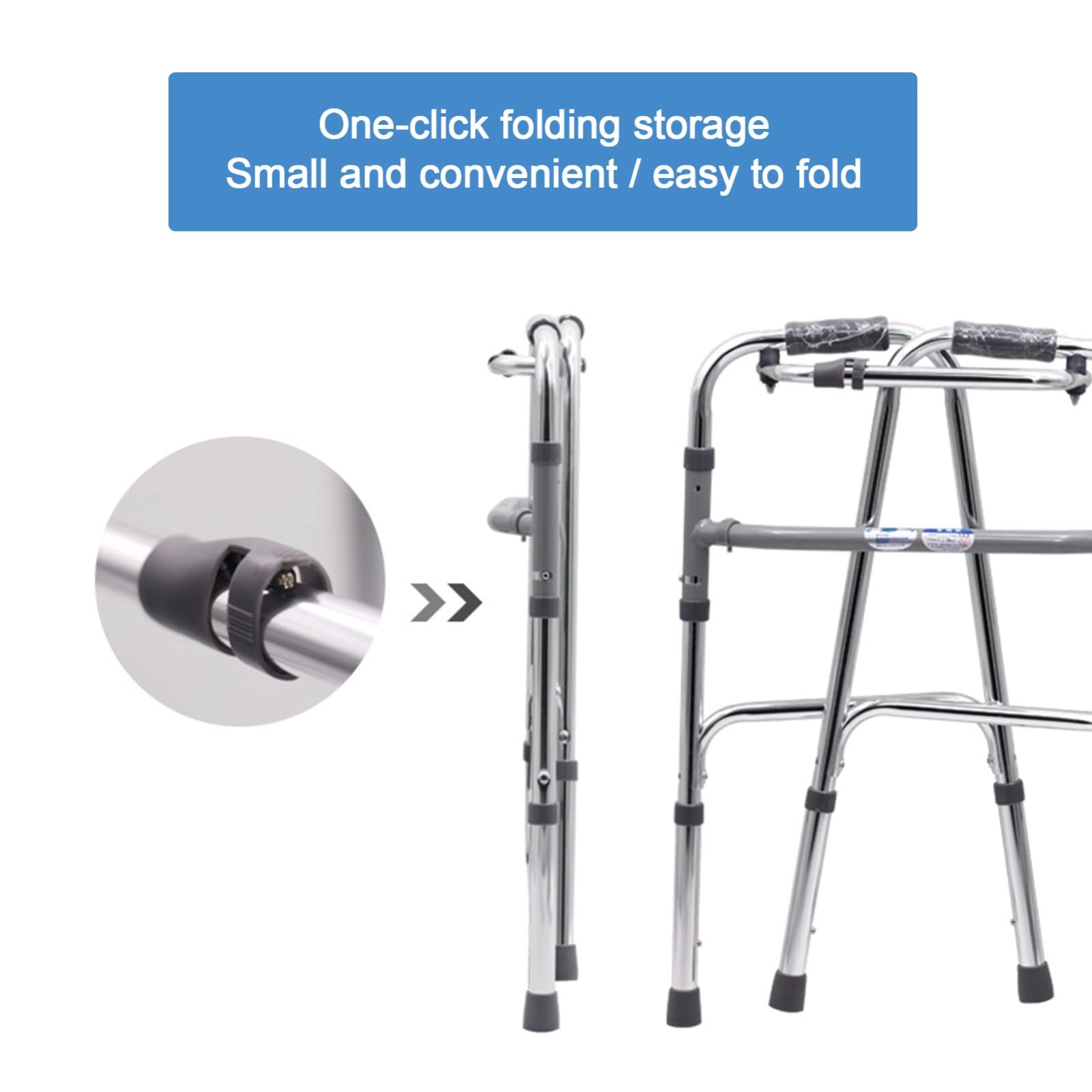 Andador para Adulto Mayor,Andadera Plegable para Adulto con Ajuste de Altura Andador Médico Adultos Ayuda Caminar Discapacitados Plegable Andador Para Adulto Caminar Bright silver