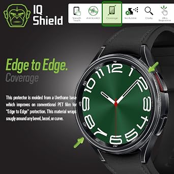 IQShield 6 Pack Screen Protector for Samsung Galaxy Watch 7, 6, 5, 4 (40mm) / Watch FE (40mm) - Easy Install, Anti-Scratch, Ultra Thin, Smudge Resistant, Anti-Bubble Clear TPU Film