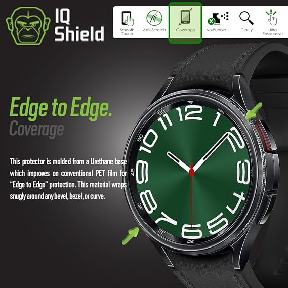 IQShield 6 Pack Screen Protector for Samsung Galaxy Watch 7, 6, 5, 4 (40mm) / Watch FE (40mm) - Easy Install, Anti-Scratch, Ultra Thin, Smudge Resistant, Anti-Bubble Clear TPU Film