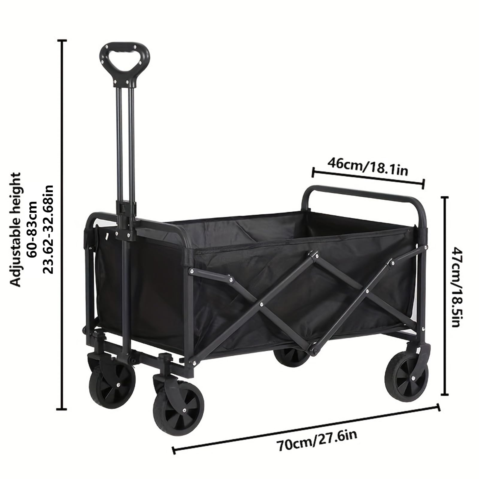 Chariot de Pliable Jusqu'à 150 kg, 100L Chariot d'extérieur avec Roues | Chariots de Jardin, Chariots de transport et chariot de plage, Chariot de Courses Pliante Pour Plage, Camping, Peche