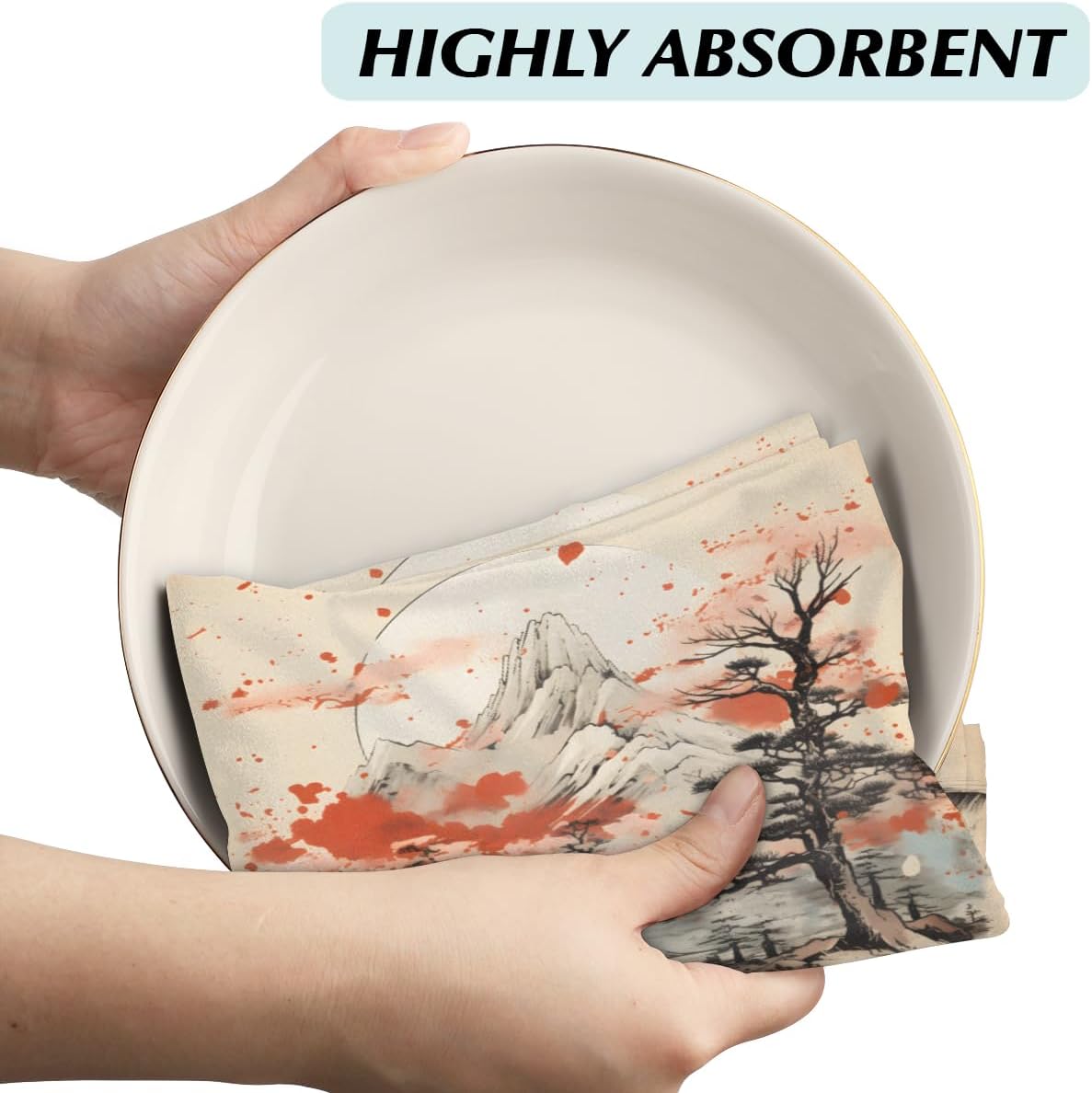 Kitchen Towels Asian Japanese Chinese Style Kitchen Dish Towel Set of 2 Absorbent Hand Towels for Cooking Bathroom Decor Housewarming Gift - Image 5