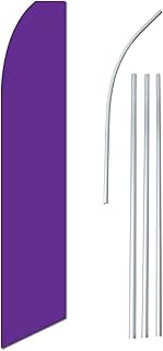NEOPlex Solid Purple - Floppy Flappy Flutter Flag Set - Includes 12-foot Flag with 15-foot Aluminum Pole (no mount)