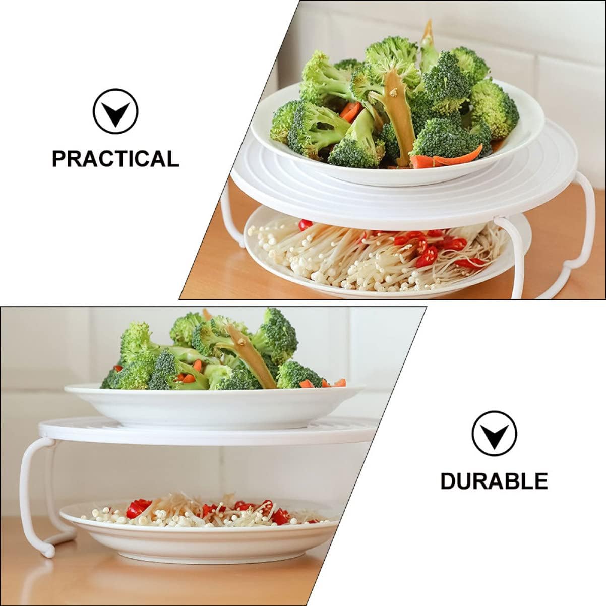 Cabilock 4 pcs Rounded Microwave Oven Rack Steaming Tray Multipurpose Microwave Accessories Steaming Baking Cooling Kitchen Tool