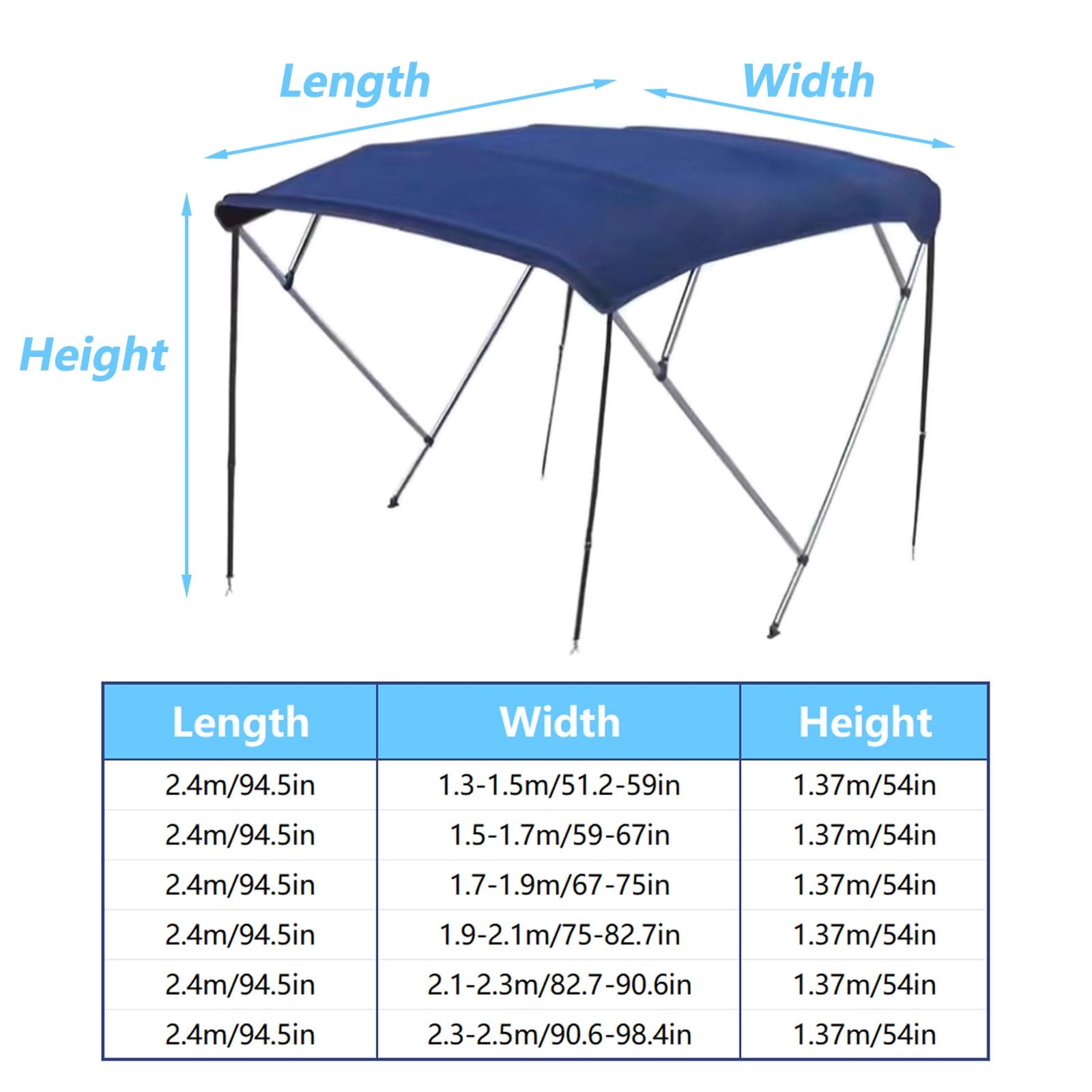 Tendalino Parasole Per Barca - Tettoia Parasole - Tessuto Oxford 800D Resistente - Protezione Solare - Per Picnic, Campeggio E Pesca(2.3-2.5m/90.6-98.4in)