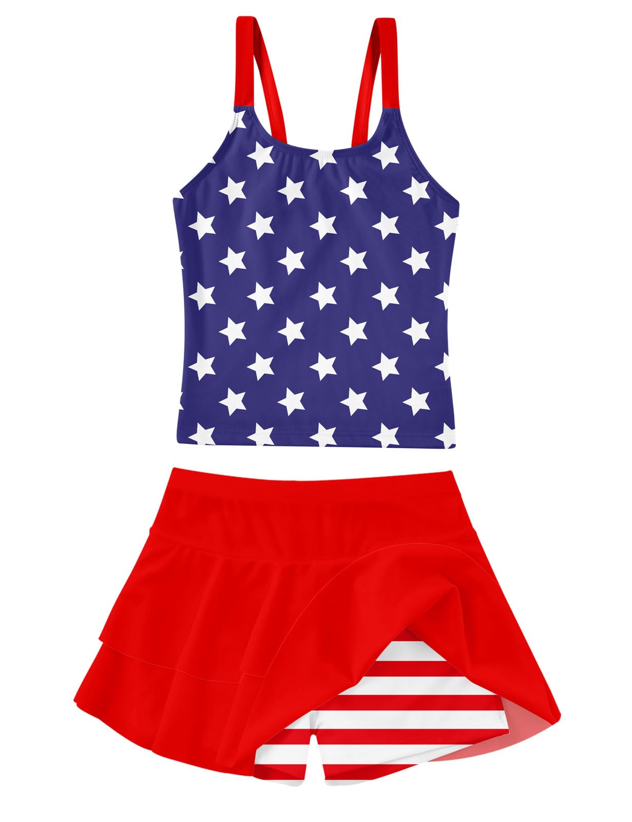 ALISISTER Girls Tankini Swimsuit Two Piece Bathing Suits Summer Beach Swimwear with Shorts for 7-12 Years