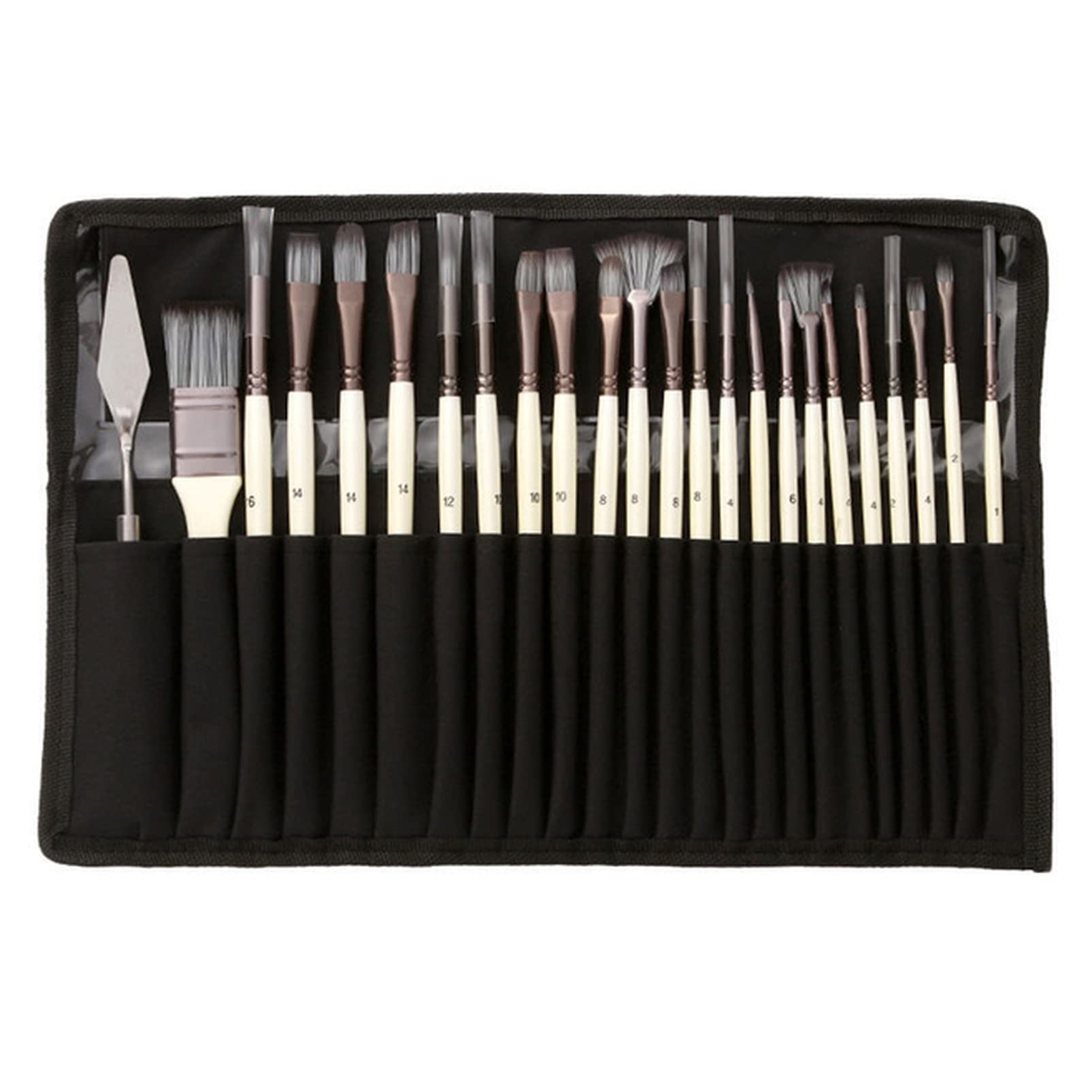 Pennello 24 PZ/Set Capelli in Nylon Acquerello Pennello Penna Penna Penna in Legno Maniglia in Legno Scrubbing Raschietto Acrilico Pittura Arts Pennelli Art Forniture Pennello Pittura(Noir)