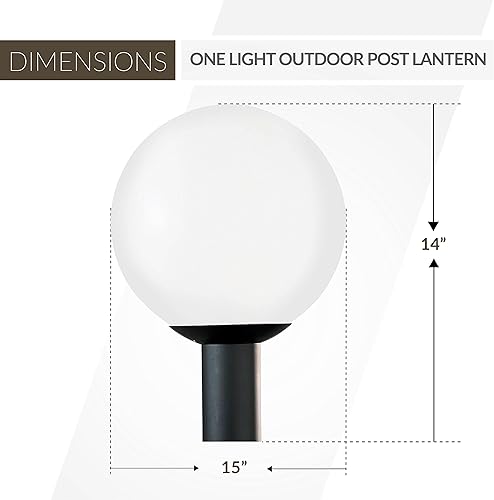 Miniatura 4 de Sea Gull Lighting 8254-68 Globo al aire libre poste linterna exterior accesorio, uno - luz, plástico blanco