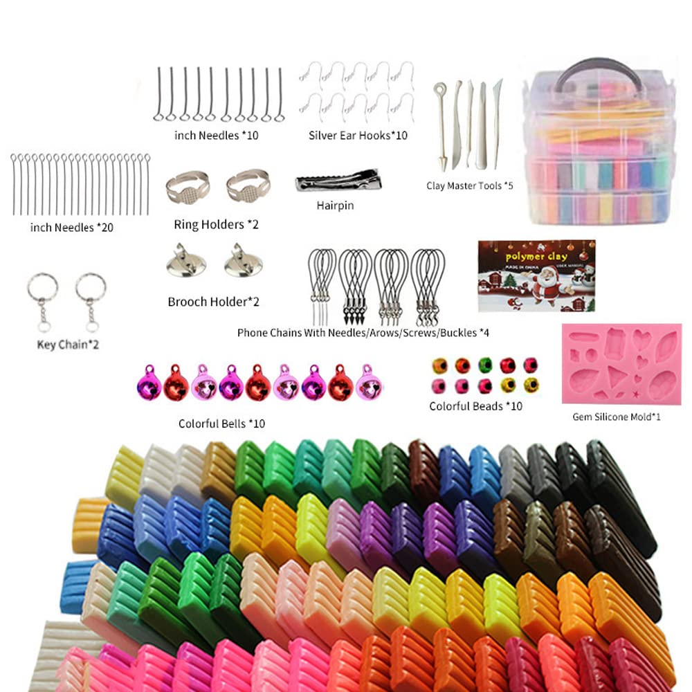 32 Colors Polymer Clay DIY Soft Plasticine Air Dry Modelling Clay Set with 5 Sculpting Clay Tools and Accessories, Starter Kit Clay for Kids, Non-Stick, Non-Toxic, Ideal DIY Gift for Kids