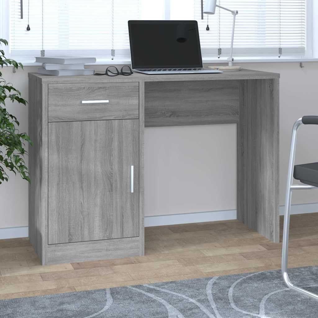 Biurko z miejscem do przechowywania Sonoma szare 100 x 40 x 73 cm materiał