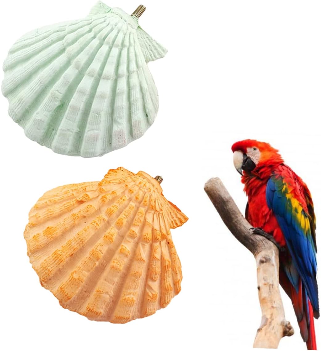 Abaodam 2pcs Parrot Shell Teeth Grinding Stone for Small Pets Calcium Mineral Molars Stone for Rabbits Hamsters and Squirrels Animal Chew and Oral Health Random Color