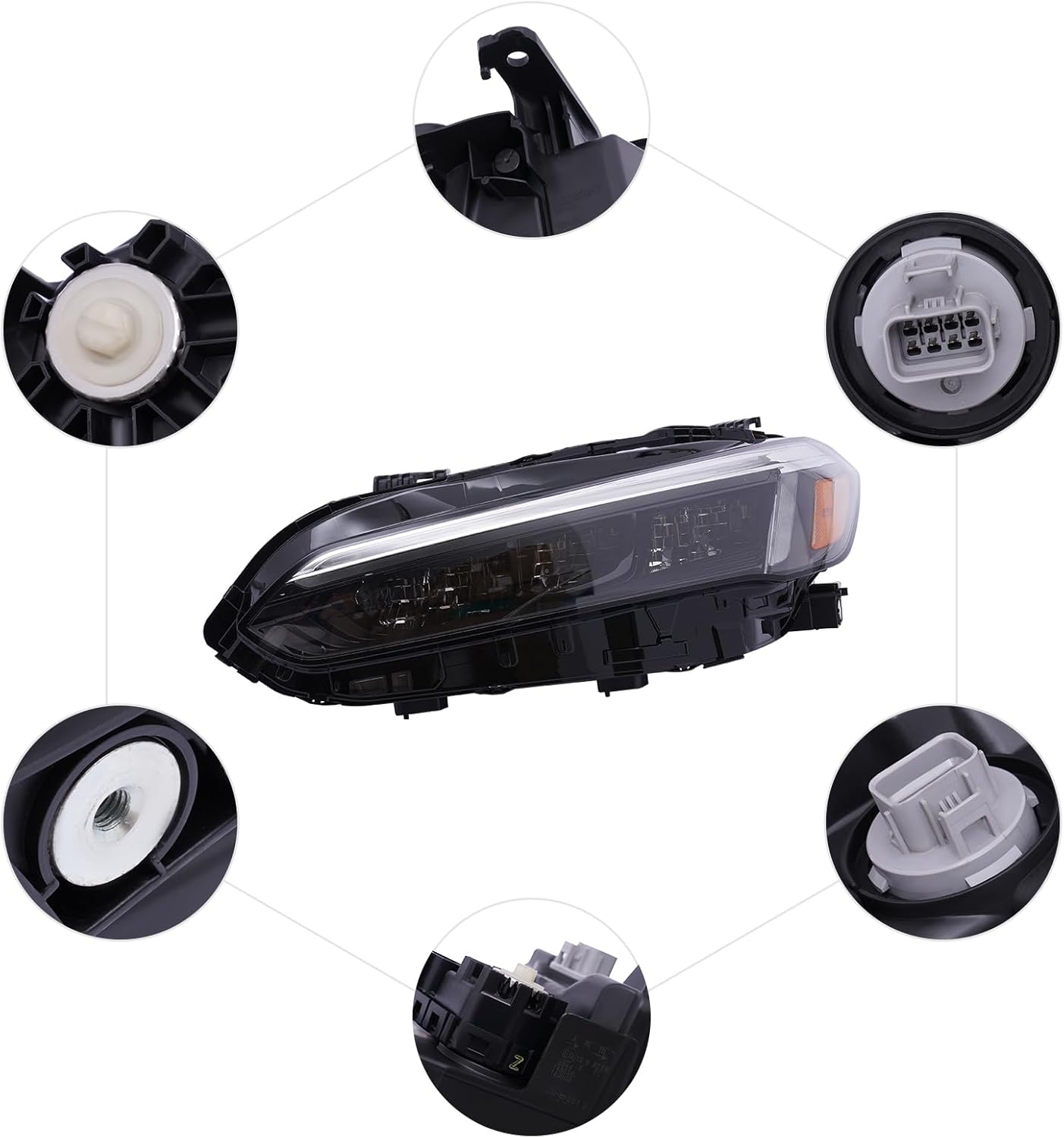 Left Driver Side Headlight Assembly for 2022-2025 Honda-Civic Sedan/Hatchback LX/EX/Sport - LED DRL Headlamp w/Chrome Trim (OEM# 33150-T20-A52)