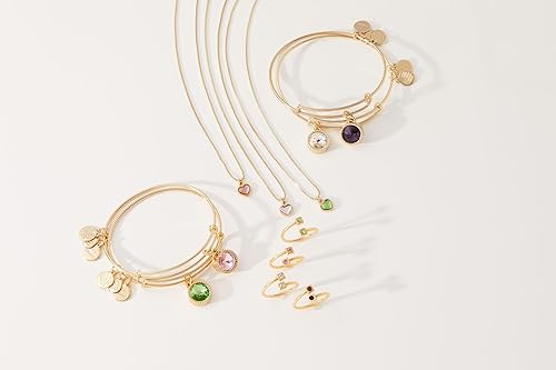 Miniatura 6 de Alex and Ani Brazalete extensible con piedras natales para mujer, dijes de cristal de cumpleaños, acabado brillante, 2 a 3.5 pulgadas