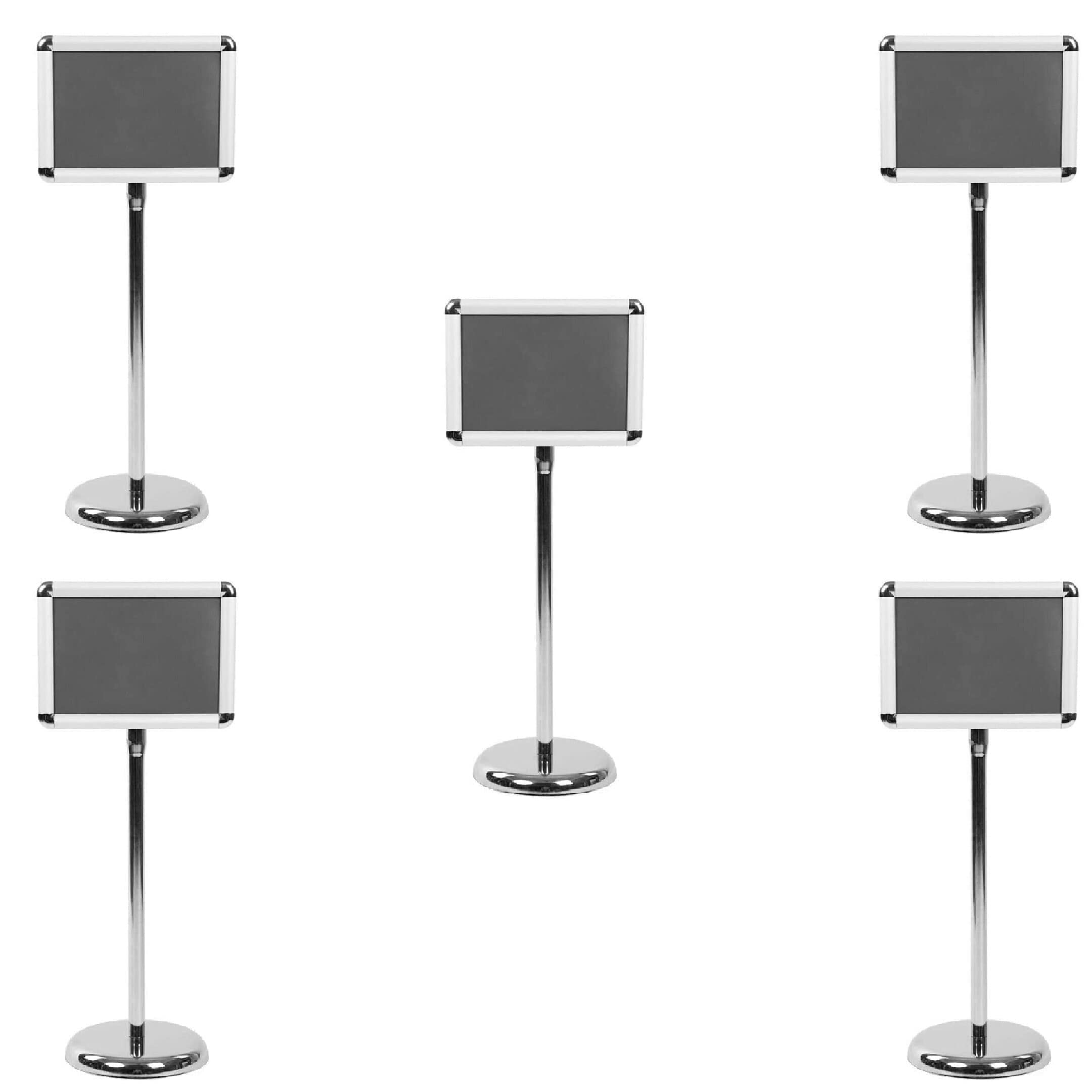 Pack of 5. A3 Silver Floor Standing Sign Holder Poster Menu Floor Display Stand Adjustable Size: A3(33x45CM)