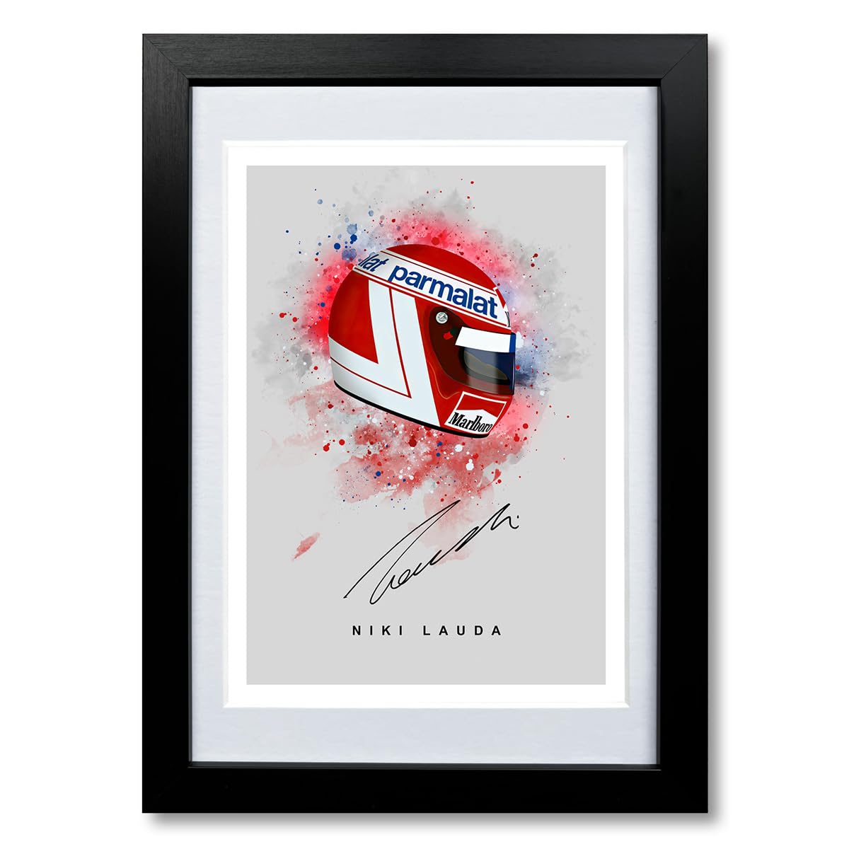 Niki Lauda Signed Photo F1 Legend Helmet Poster Print Autograph Framed Display Memorabilia Gift (A4 framed & mounted)