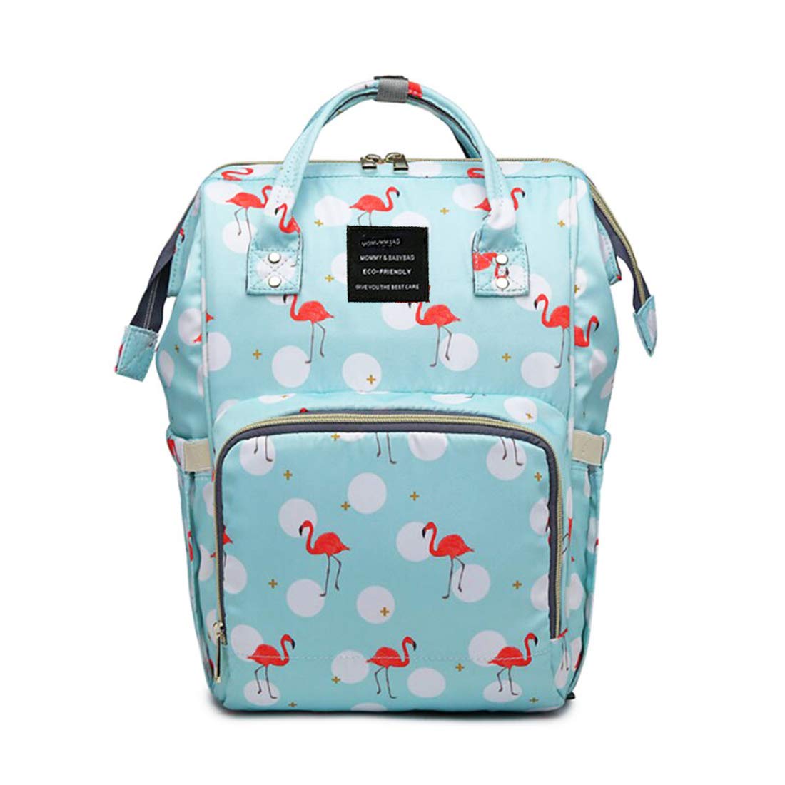 House of Quirk Baby Diaper Bag Maternity Backpack (Light Blue Flamingo)-image-24