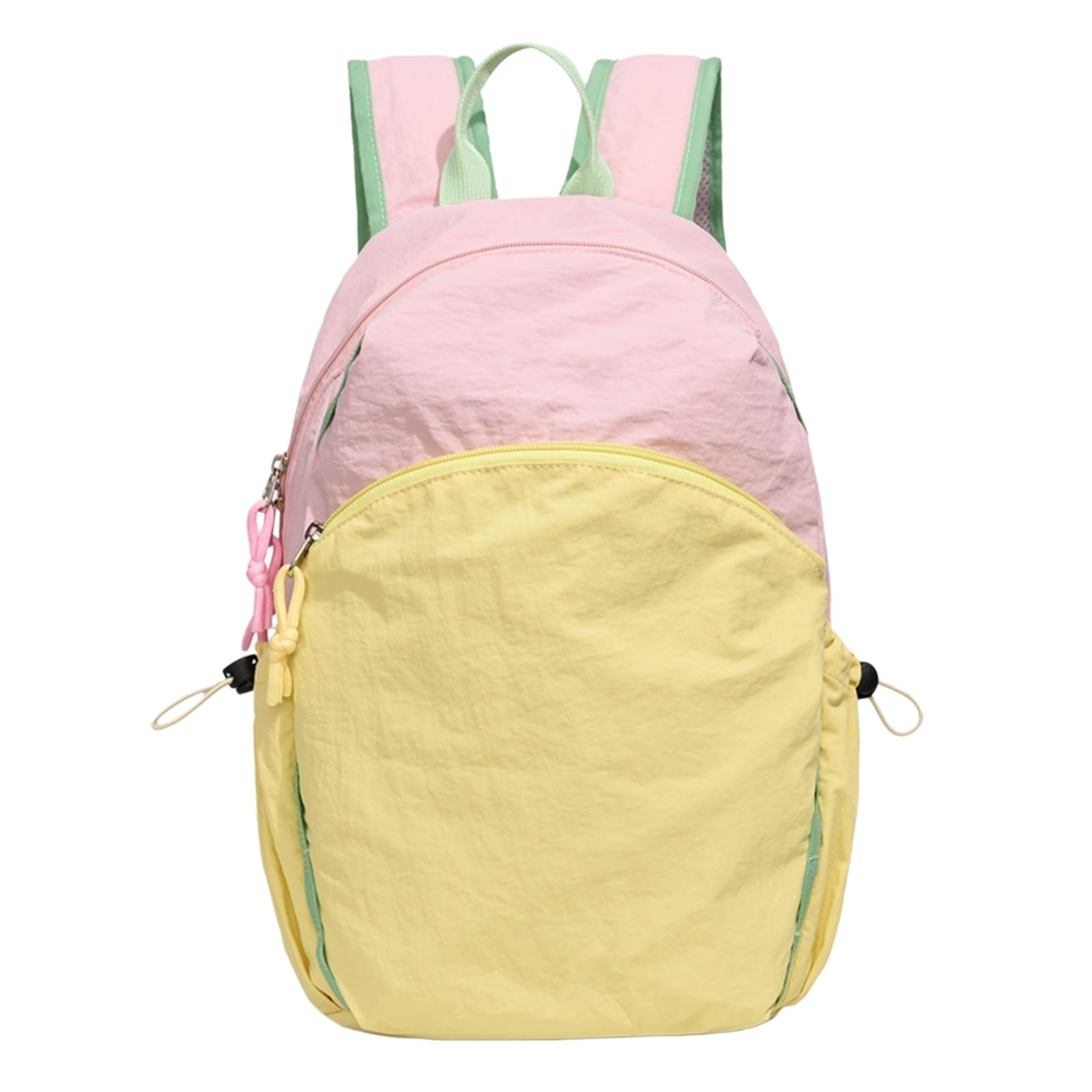 Zaino in Nylon Leggero A Due Toni, Piccolo Casual per Ragazze Adolescenti Viaggio Scolastico Giornaliero Uso All'aperto-Yellow
