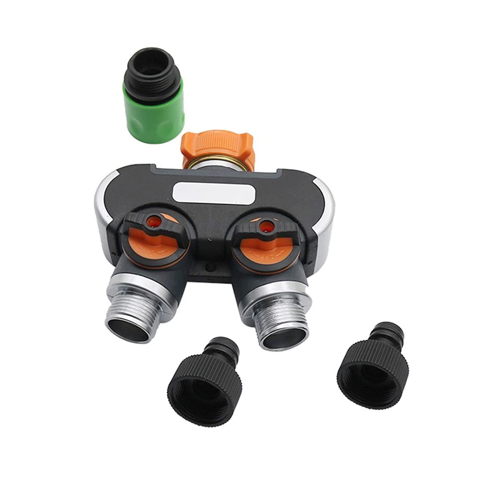 Hose Connector Adapter 1 Pc 3/4" Extral Threaded 2-Way Manifold, with Valve, with Quick Connector, Garden Irrigation and Agricultural Faucet Accessories/Black