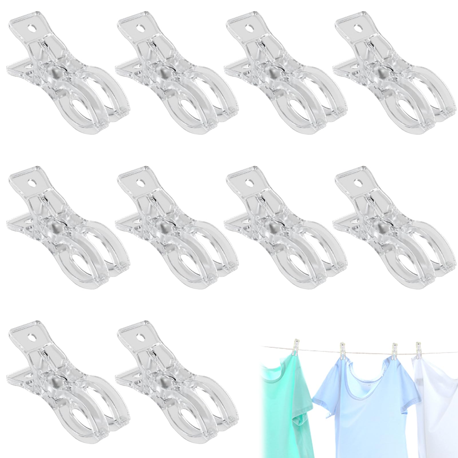 niusility 10pcs Balloon Arch Clips, Large Spring Clips, Transparent Spring Clamps, Plastic Heavy Duty Clamps