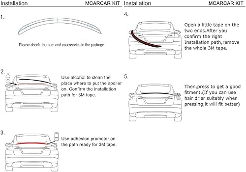 Miniatura 7 de Alerón de maletero compatible con Volkswagen VW CC Sedan 2013-2018 Factory Outlet Fibra de Carbono Trasero Borde de Cubierta de Borde Alto