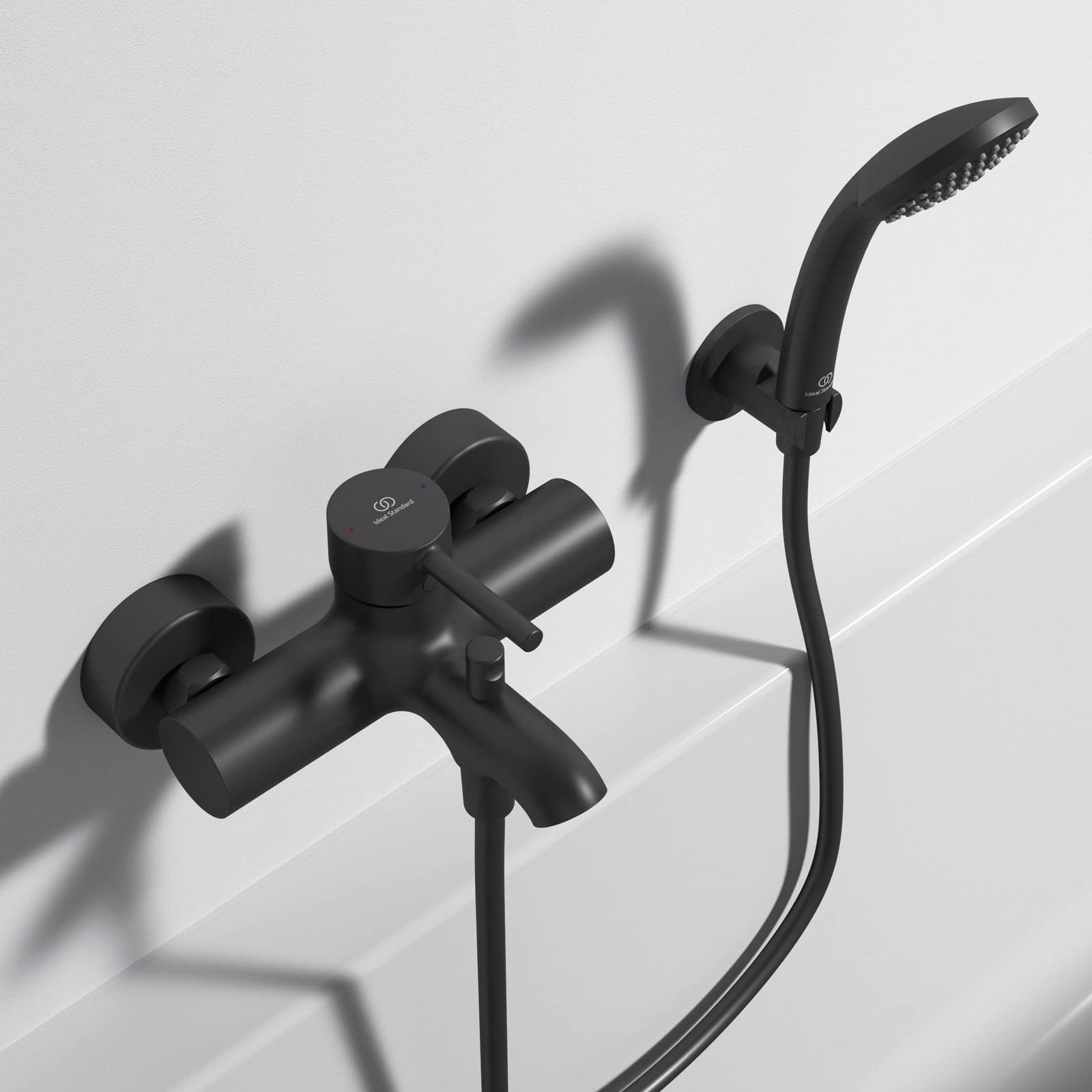 Ideal Standard - Ceraline, Miscelatore monocomando esterno per vasca, Nero Seta