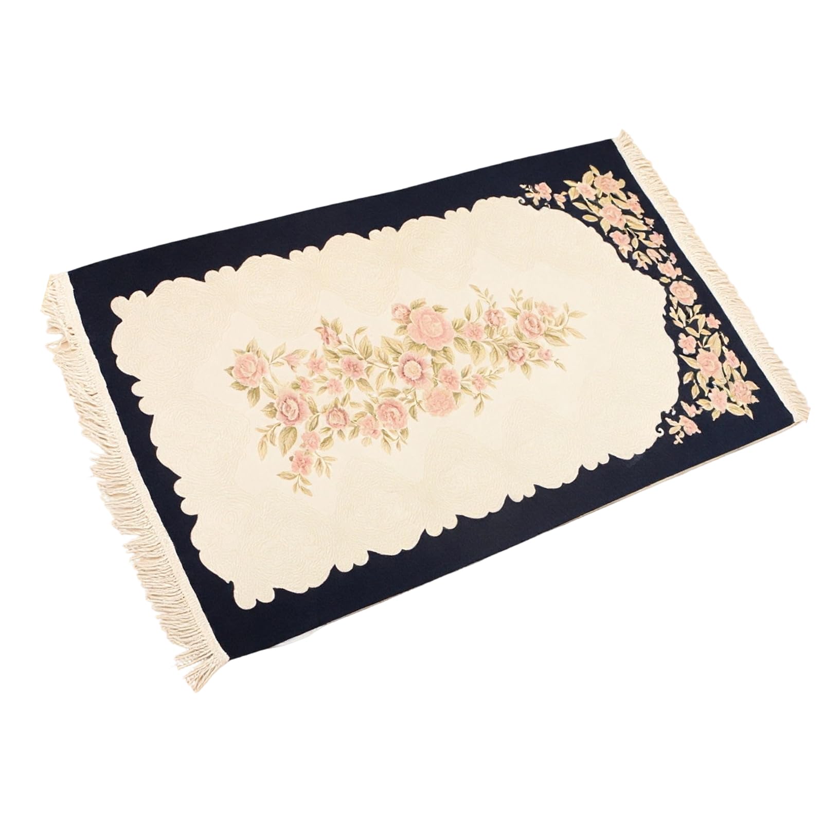 Whoasyst Embroidery Chenilles Area Rug with Tassels 70X120Cm Nonslip Backing Carpet for Living Room Bedroom Kitchen Decors Embroidered Area Rug