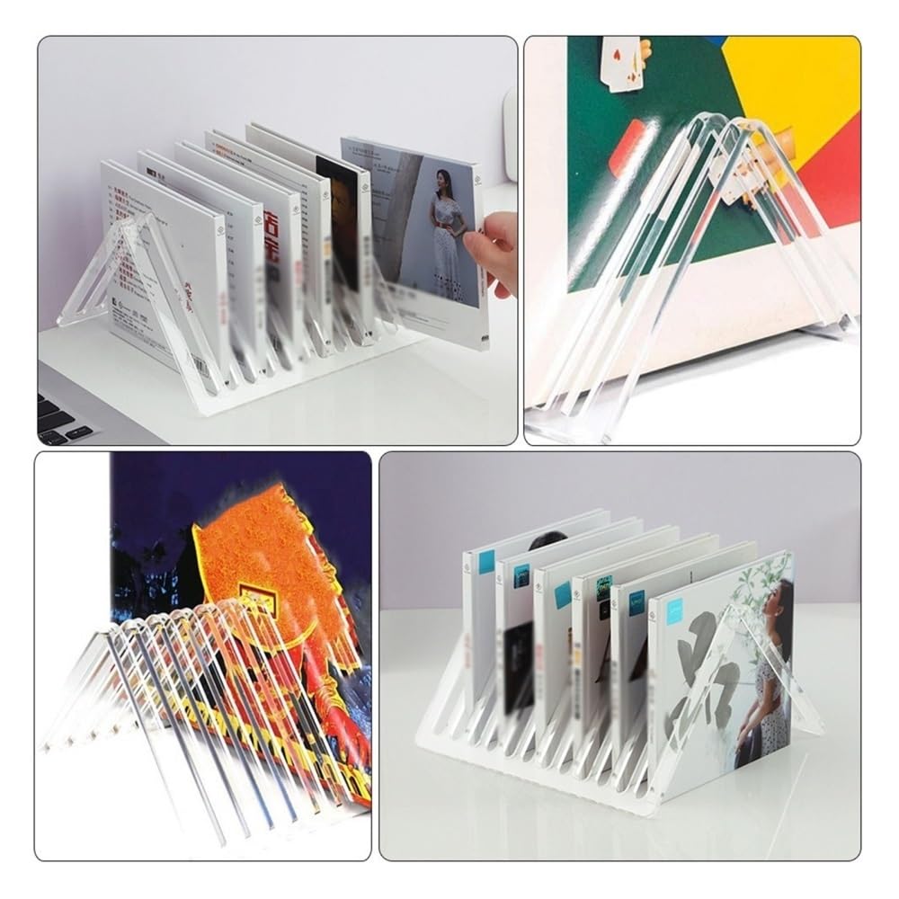 birene Archiviazione CD/DVD Espositore for dischi in vinile, portaoggetti for CD triangolare da tavolo, organizer for file di riviste verticale in acrilico trasparente