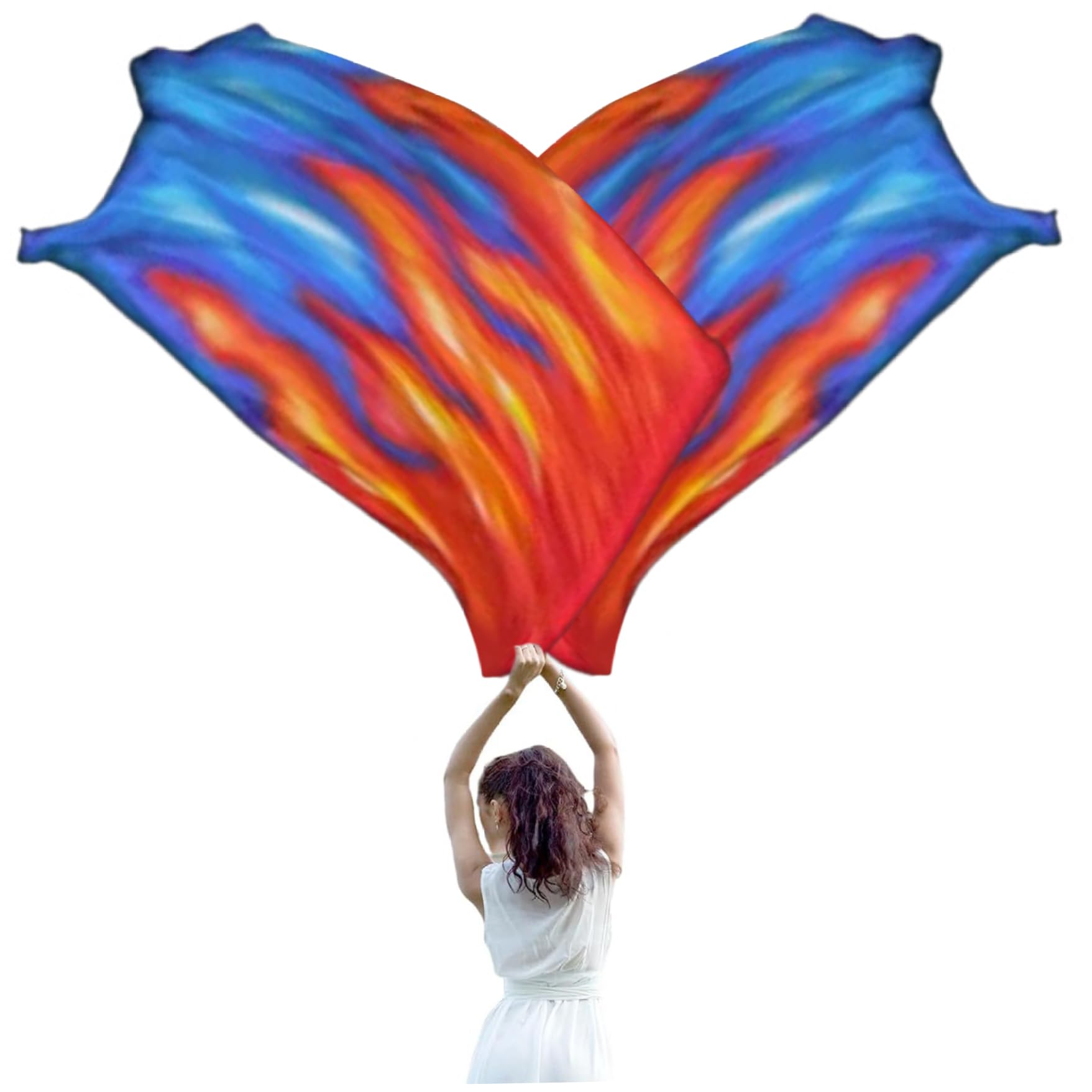 Drapeaux de louange et danse en polyester flamme avec tige extensible x2