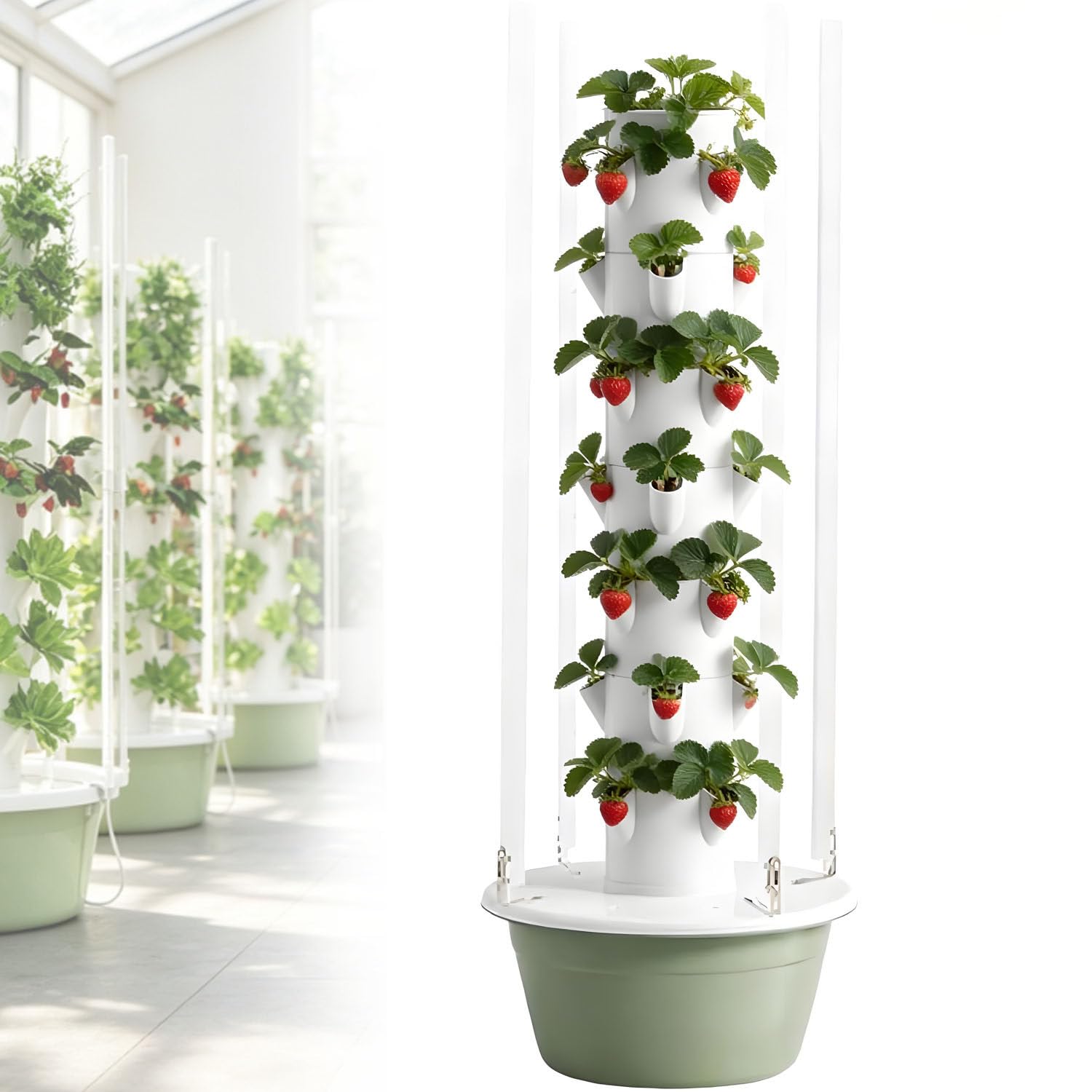 Torre de Cultivo hidropónico LED para Interiores 11layers | Sistemas de cultivo vertical con bomba y temporizador que permite cultivar hierbas, verduras y frutas en espacios reducidos.