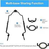 Vista 4 de PATIKIL Kit de arpa de lámpara de 8, 9, 10, 11 pulgadas con remate, soporte de pantalla ajustable con base de luz IP E26 de 3/8 para iluminación